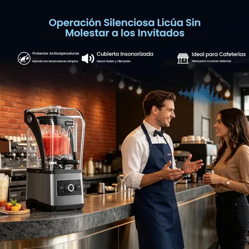 Vista 3 de Bleou Licuadora comercial de batido de 1680 W con marcación rápida y pulso
