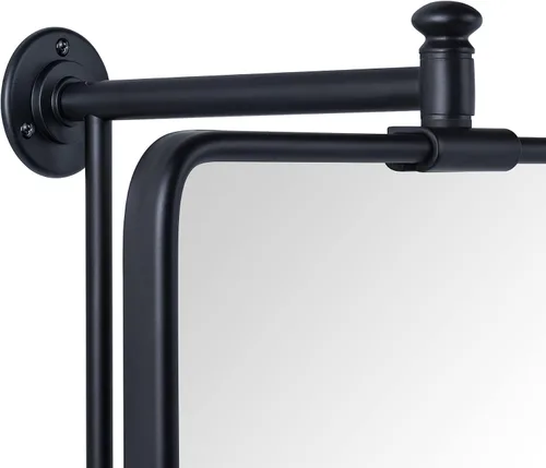 Vista 4 de TEHOME Espejo rectangular redondeado negro pivot-N-View para tocador de baño, espejo giratorio inclinable para tocador de esquina, 14 x 22 pulgadas