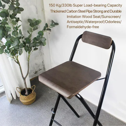 Vista 4 de Taburete de bar plegable moderno de acero para desayuno, asiento de plástico, sillas plegables para exteriores, silla de comedor impermeable