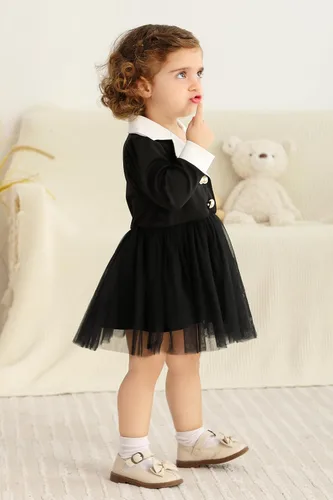 Vista 3 de YOUNGER TREE Disfraz de tutú negro para niñas pequeñas, de Halloween, para niñas, tallas 3M-7T