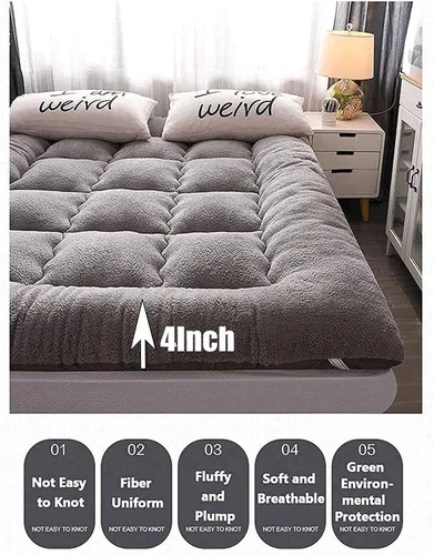 Vista 2 de Colchón de futón gris para adultos, colchón de futón grueso japonés, colchón plegable, colchón de camping, para tus amigos, miembros de la familia