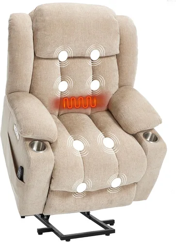 Vista 8 de Trustyue Silla elevadora eléctrica con masaje de cuerpo completo y calor, sillas reclinables eléctricas para adultos, control remoto, asistencia