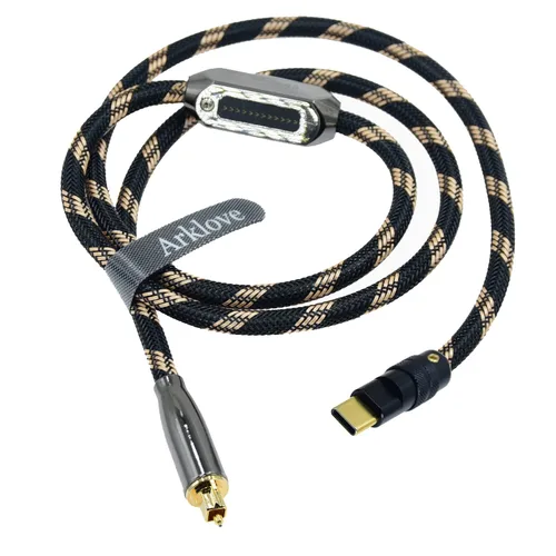 Vista 5 de Arklove Cable USB c a óptico de 1 pie Opt macho tipo c a interfaz de audio de fibra óptica digital Adaptador hembra Cable Toslink para amplificador
