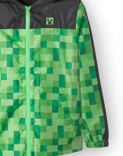 Vista 5 de Minecraft Chaqueta impermeable con capucha y forro polar para niños, Verde