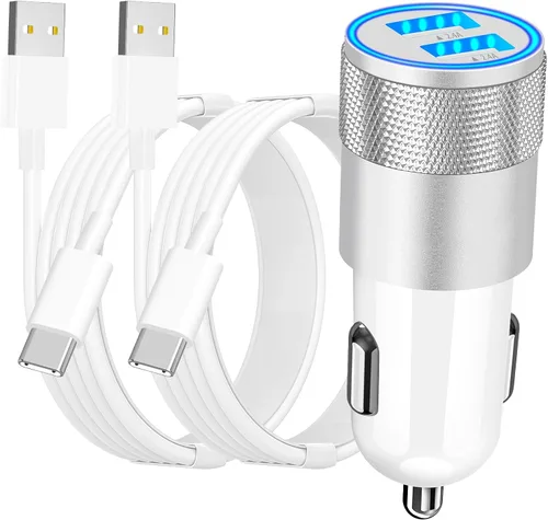 Vista 13 de [Apple MFi Certified] iPhone Fast Car Charger, Rombica 52.5W USB-C PD&QC3.0 Car Power Cigarette Lighter USB Charger Adapter with 2Pack Lightning