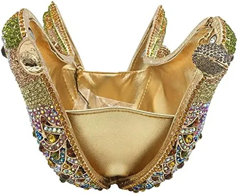 Vista 6 de Boutique De FGG Monederos de mano de cristal para mujer, elegante bolso de noche con diamantes de imitación, paloma de graduación, bolso de mano