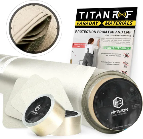 Vista 10 de Mission Darkness TitanRF Faraday - Kit de tela de 1 yarda/ Tela de 44" de ancho x 36" de largo + cinta de 36" de largo, material de poliéster