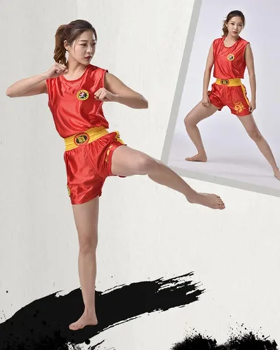 Vista 2 de Conjunto de uniforme de boxeo, pantalones cortos, ropa de boxeo en estilo chino para combate de arena