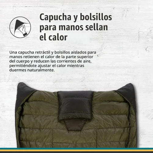 Vista 5 de Sierra Designs Cloud - Saco de dormir de 20 grados DriDown ultraligero sin cremallera para mochileros y camping