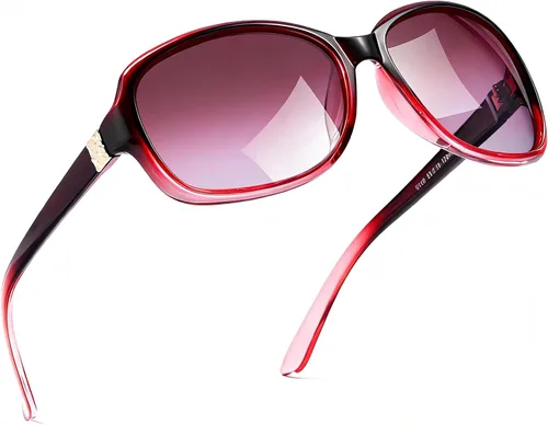 Vista 21 de SIPHEW - Gafas de sol polarizadas para mujer, gafas de sol cuadradas clásicas para mujer con protección UV Gafas de sol polarizadas negras A01