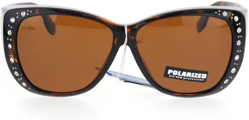 Vista 2 de SA106 Gafas de sol polarizadas de 2.165in con diamantes de imitación de mariposa OTG