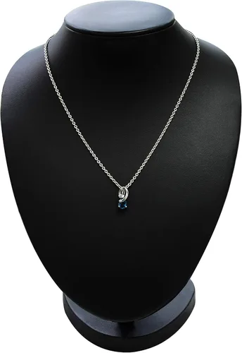 Vista 2 de RB Gems - Colgante de plata de ley 925 con forma de pera, 0.354 x 0.236in, acabado chapado en rodio, 7.9in de largo