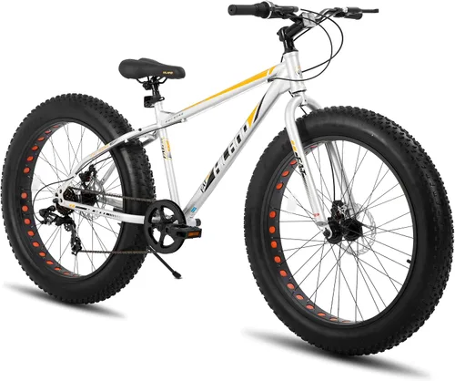 Vista 10 de Hiland - Bicicleta de montaña con neumáticos gruesos de 20 pulgadas para niños y niñas de 5 años en adelante, Shimano de 7 velocidades, freno