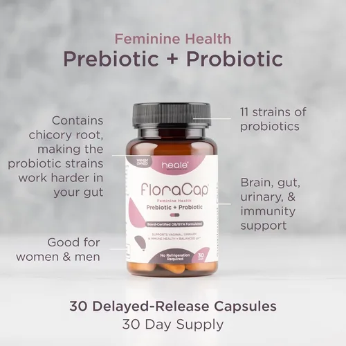 Vista 4 de FloraCap Probióticos vaginales para mujeres, 30 cápsulas orales, probióticos formulados por médicos para la salud femenina, el pH, el tracto