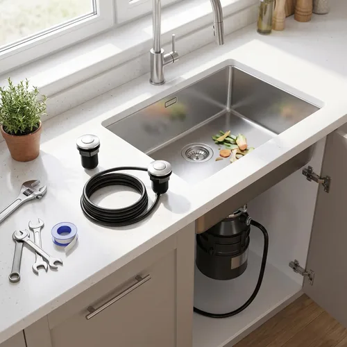 Vista 6 de Chatarra de basura de 1.260 in, kit de manguera neumática con botón automático de autobloqueo, fácil de instalar
