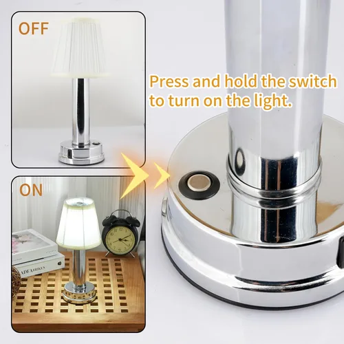 Vista 5 de SOL HOME AND GARDEN Lámpara de mesa LED con interruptor táctil USB estilo hongo de cristal, decoración de atmósfera, para dormitorio, sala de estar