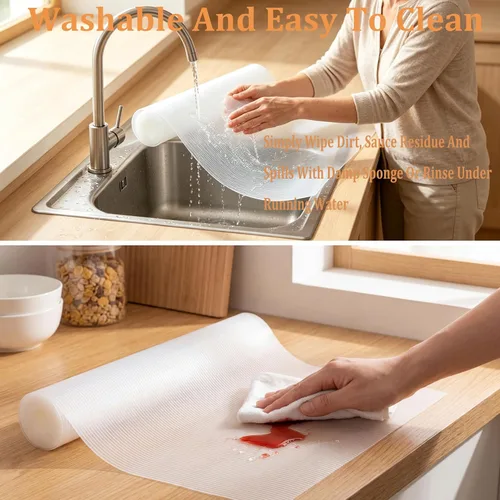 Vista 5 de Shelf Drawer Liner for Kitchen Cabinet Non Adhesive 11 Inch Wide X 20 Ft Clear