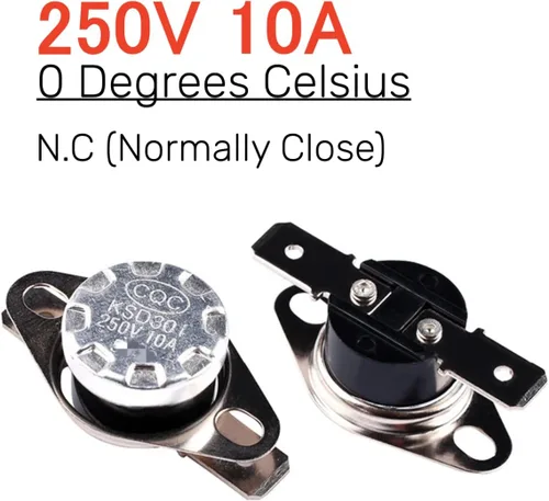 Vista 2 de Termostato bimetálico de 5 Uds 32.0 °F Interruptor de control térmico normalmente cerrado N.C 250V 10A Ajuste Snap Disc KSD301 para microondas