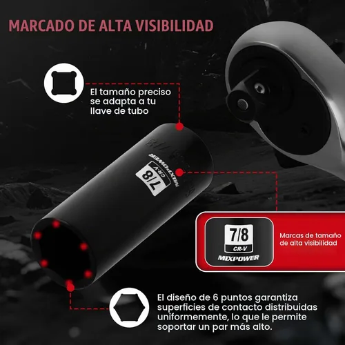 Vista 5 de MIXPOWER Juego de 25 llaves de vaso de impacto de 1/2 pulgada, enchufe profundo de 3/8 a 1-1/2 pulgadas, enchufe hexagonal de 6 puntos con funda
