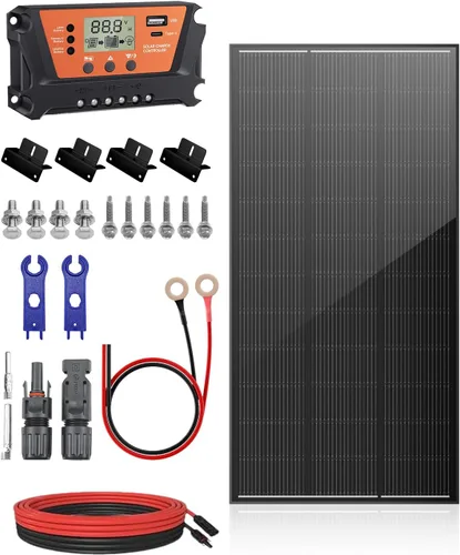 Vista 18 de Panel Solar de 18BB 100 Vatios, Panel Solar N-Type de 12V 100W, Módulos PV Monocristalinos de Alta Eficiencia del 25% para RV, Marino, Techo