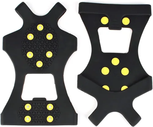 Vista 2 de EONPOW Ice Grips, Ice & Snow Grips Taco Sobre ZapatoBota Tracción Tacos De Goma Picos Antideslizante 10 Tacos De Acero Crampones Slip-Stretch Calzado