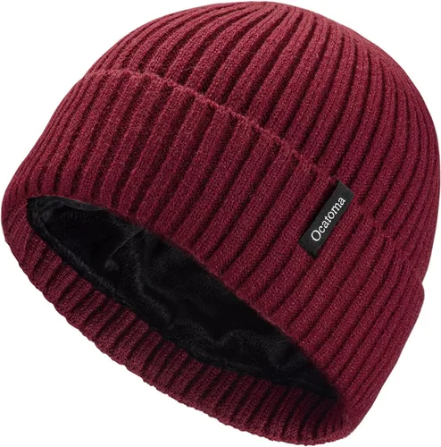Vista 35 de Ocatoma Gorro para hombre y mujer, cálido gorro de invierno tejido con puños, suave y cálido, gorro de esquí unisex Camello gris