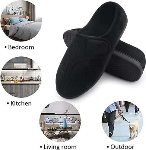 Vista 6 de Git-up Pantuflas diabéticas para hombre, artritis, edema, cierre ajustable, puntera hinchada, pies hinchados, pantuflas de espuma viscoelástica