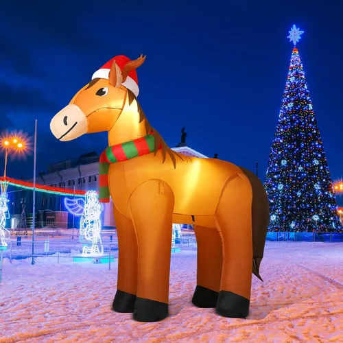 Vista 11 de Shappy - Decoración inflable gigante de Navidad de 1.49 m con tortuga con gorro de Papá Noel, decoración inflable con luces LED de Navidad