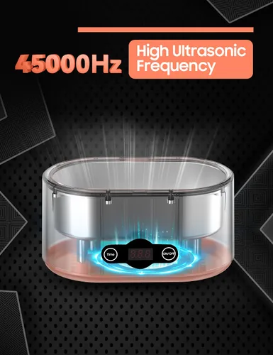 Vista 2 de Limpiador Ultrasónico de Gafas de 20 Onzas, Limpieza Profunda de 45KHz con 5 Modos de Temporizador, Limpiador Ultrasónico de Retenedores para Joyas