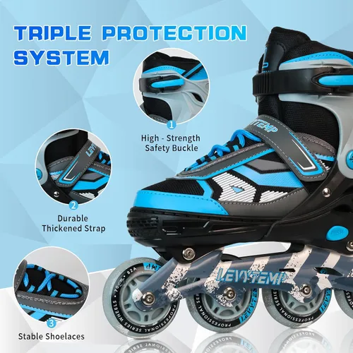 Vista 3 de Patines en línea ajustables para niños y adultos, patines al aire libre para principiantes con todas las ruedas iluminadas para niñas, niños