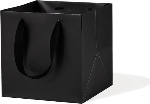 Vista 7 de Bolsa de regalo de papel naranja de 4 pulgadas Caja de papel Bolsas de papel kraft pequeñas con fondo cuadrado con asas para boda, baby shower