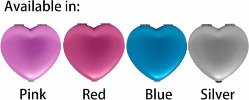 Vista 5 de Juego de 3 espejos compactos contemporáneos en forma de corazón con acabado reflectante (azul)