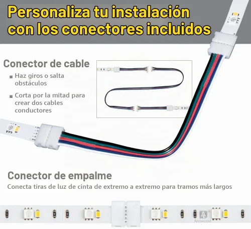 Vista 6 de Armacost Lighting RibbonFlex Pro - Cinta de luz LED multicolor y blanca de 60 + 60 LEDs/m, 8.2 pies (8.2 ft) (624210)