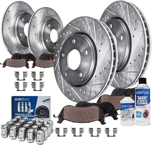 Vista 139 de Detroit Axle - Rotores de freno para Ford 2013-2019 Explorer Taurus Flex Lincoln MKT MKS, rotores de freno de disco ranurados perforados de repuesto