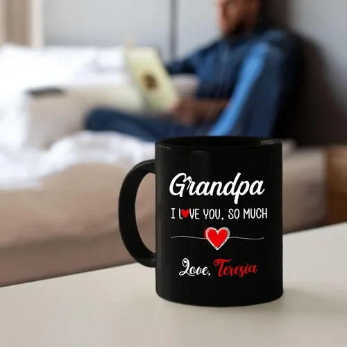 Vista 5 de Taza de café con marco de fotos para nietos con nombre personalizado, regalo para papá abuelo de nieto, nieta, abuelo I Love You, taza de té