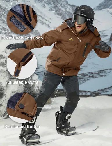 Vista 6 de MAGCOMSEN - Chaqueta de invierno para hombre, impermeable, abrigada, con forro polar y múltiples bolsillos