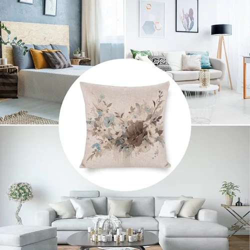 Vista 5 de Fundas de cojín cuadradas para exteriores, primavera, verano, margaritas, hojas florales, acuarela, Janne Kahila, floral, estilo gris claro