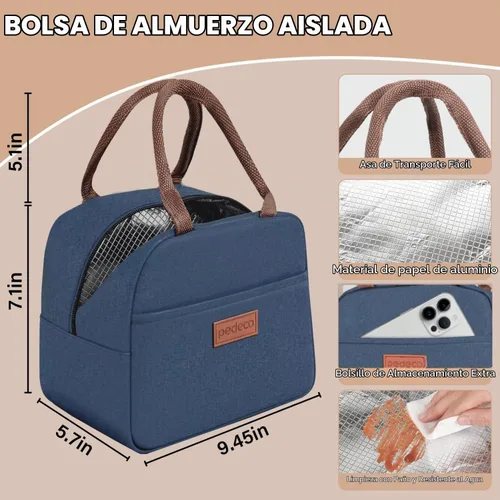 Vista 5 de PEDECO - Caja Bento azul con bolsa, apilable de 2 niveles con utensilios y caja de salsa