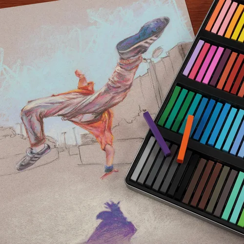 Vista 5 de Soho Urban Artist Juego de 72 cuadrados suaves y delgados para bocetos en colores pastel – Ricamente pigmentados, colores vibrantes suaves