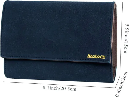 Vista 2 de Becko - Organizador de joyas para múltiples collares anillos pulseras de piel flexible y gamuza gran capacidad sin arrugas ligero portátil