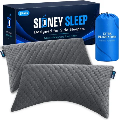 Vista 13 de Sidney Sleep Almohadas curvas ajustables para soporte de cuello y hombros con relleno extra triturado, almohada de contorno cervical para personas