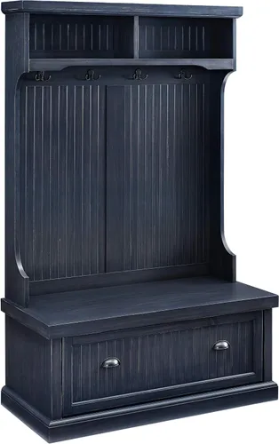 Vista 12 de Crosley Furniture - Hall Tree- Mueble para pasillo, Madera, Blanco gastado