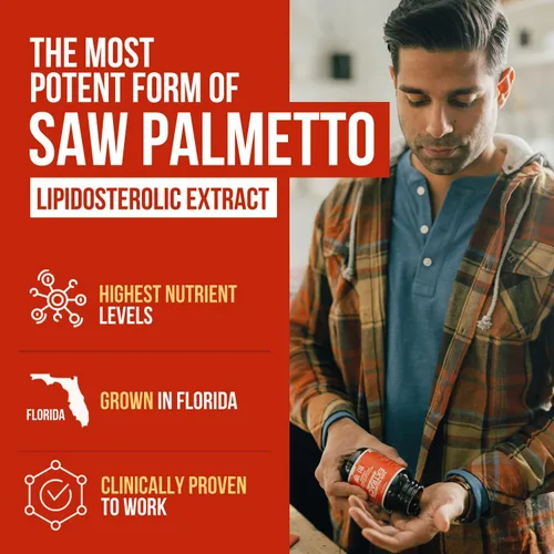 Vista 2 de Extracto de Saw Palmetto – Potencia 10X, Fuerza de Grado Farmacéutico – Más Aceite de Semilla de Calabaza – Apoya la Salud de la Próstata, Alivia