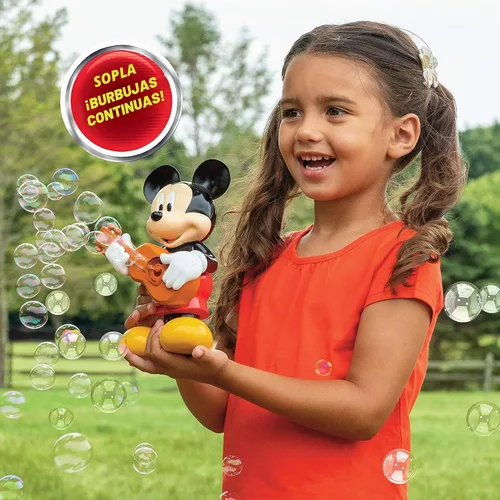 Vista 3 de Little Kids Disney Mickey Mouse - Máquina sopladora de burbujas de acción, incluye solución de burbujas, multicolor