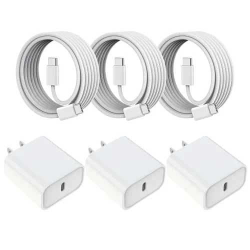 Vista 8 de Cargador rápido para iPhone 17/16/15, carga rápida extra larga de 10 pies, paquete de 3 bloques USB-C a USB C, cable de carga rápida para iPhone
