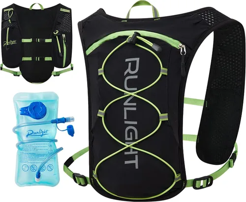 Vista 10 de Runlight Chaleco para correr para mujeres y hombres, mochila ligera de hidratación con bolsa de vejiga de agua de 1.5L, mochila diurna hidro