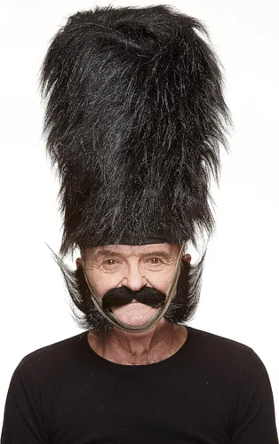 Vista 3 de Mustaches Hillbilly - Bigote y patillas falsas autoadhesivas, novedad, pelo facial falso, accesorio de disfraz para adultos, color negro brillante