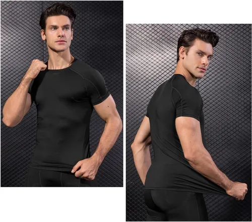 Vista 7 de Men's Compression Shirts Short Sleeve Athletic Workout Undershirts Quick Dry Base Layer Sports T-Shirts Running Tops