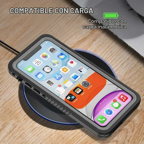 Vista 6 de Funda impermeable para iPhone 11 con protector de pantalla, protector de cuerpo completo, a prueba de golpes, a prueba de polvo, a prueba de Negro
