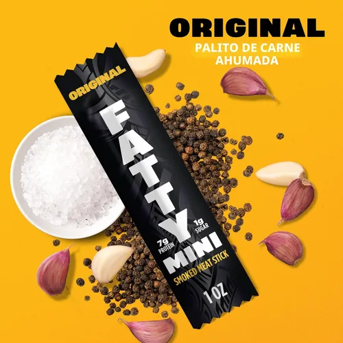 Vista 5 de FATTY Mini palitos de carne cecina, Original Minis, 1 oz.